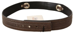 Costume National Brown Leather Silver Fastening Belt - 80 cm / 32 Inches - Belts