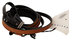Costume National Brown Leather Silver Tone Buckle Belt - 100 cm / 40 Inches - Belts