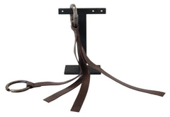 Costume National Brown Leather Silver Tone Metal Keyring Keychain - Keychains