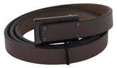 Costume National Brown Leather Tactical Logo Buckle Dark - 100 cm / 40 Inches - Belts