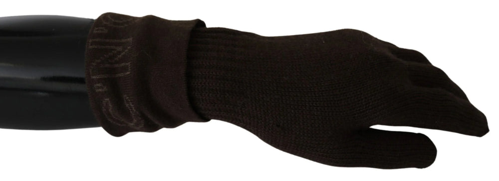 Costume National Brown Wool Knitted One Size Wrist Length Gloves - Gloves & Mittens
