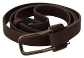 Costume National Brown WX Silver Metal Buckle Belt - 100 cm / 40 Inches - Belts