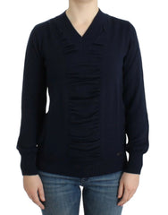 Costume National Dark blue V-neck wool sweater - Sweaters