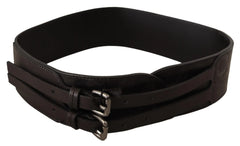 Costume National Dark Brown Leather Double Buckle Belt - 70 cm / 28 Inches - Belts