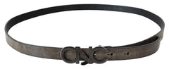 Costume National Dark Brown Leather Letter Logo Buckle Belt - 100 cm / 40 Inches - Belts