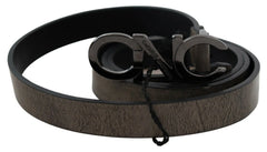 Costume National Dark Brown Leather Letter Logo Buckle Belt - 100 cm / 40 Inches - Belts