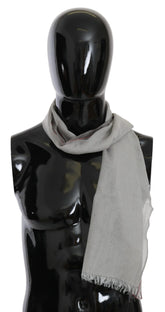 Costume National Gray Fringe Neck Wrap Cotton Scarf - Scarves & Shawls