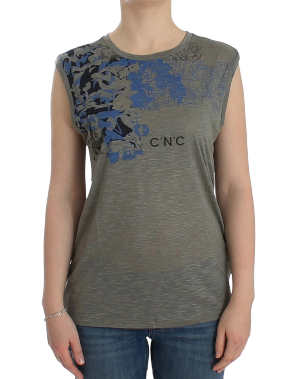 Costume National Gray print sleeveless t-shirt - T-Shirts