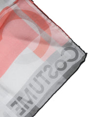 Costume National Gray Red Silk Square Neck Wrap Scarf - Scarves & Shawls