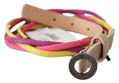 Costume National Multicolor Twisted Leather Circle Buckle Belt - 85 cm / 34 Inches - Belts