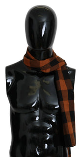 Costume National Orange Check Neck Wrap Shawl Scarf - Scarves & Shawls