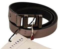 Costume National Pink Metallic Leather Buckle Belt - 85 cm / 34 Inches - Belts
