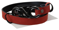 Costume National Red Black Leather Black Logo Buckle Blood Belt - 85 cm / 34 Inches - Belts