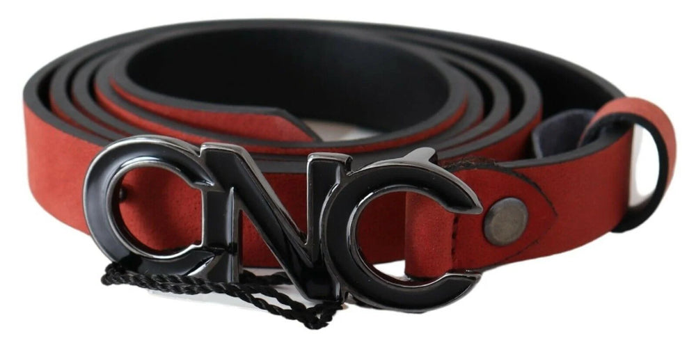 Costume National Red Black Leather Black Logo Buckle Blood Belt - 85 cm / 34 Inches - Belts