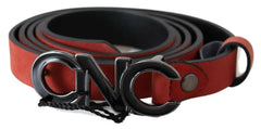 Costume National Red Black Leather Black Logo Buckle Blood Belt - 85 cm / 34 Inches - Belts