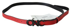 Costume National Red Reversible Leather Logo Belt - 85 cm / 34 Inches - Belts