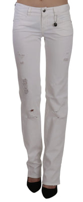 Costume National White Cotton Slim Fit Straight Jeans Pants - Jeans