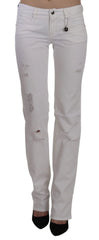 Costume National White Cotton Slim Fit Straight Jeans Pants - Jeans