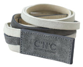 Costume National White Velvet Square Logo Design Waist Belt - 90 cm / 36 Inches - Belts