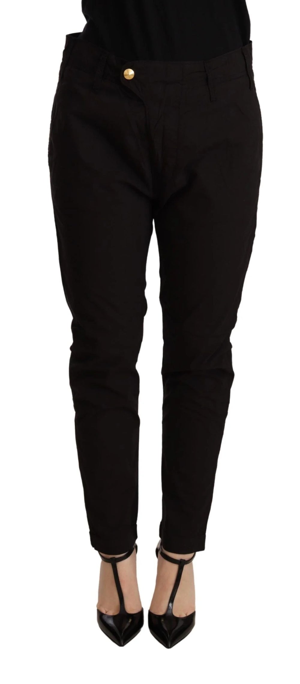 CYCLE Black Mid Waist BAGGY Fit Skinny Trouser - Trousers