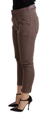 CYCLE Brown Mid Waist Cropped Skinny Stretch Trouser - Trousers