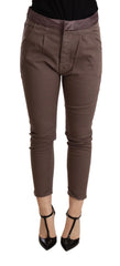 CYCLE Brown Mid Waist Cropped Skinny Stretch Trouser - Trousers