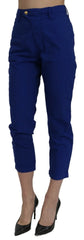 CYCLE Cotton Royal Blue High Waist Skinny Cropped Trouser Pants