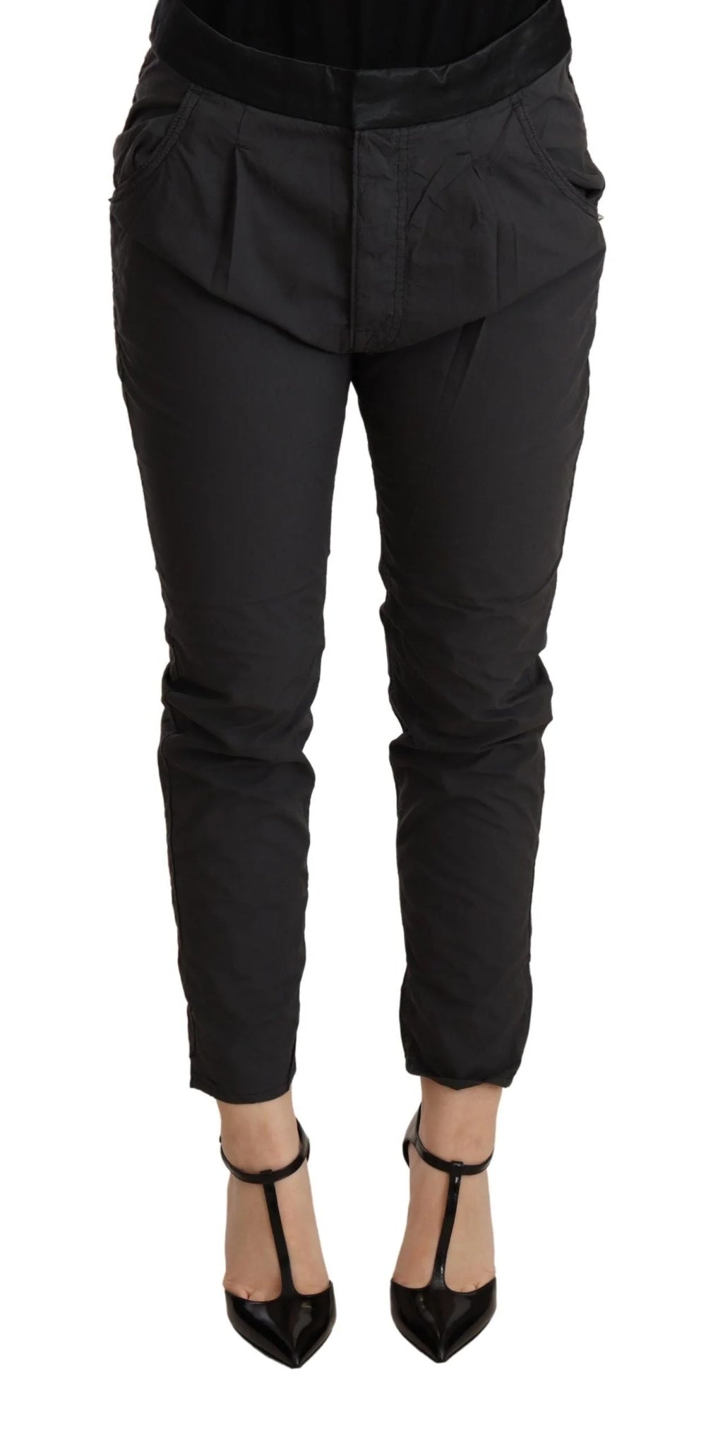 CYCLE Gray Mid Waist Slim Fit Skinny Cotton Trouser - Trousers