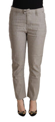 CYCLE Light Gray Linen Blend Mid Waist Tapered Pants - Trousers