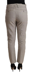 CYCLE Light Gray Linen Blend Mid Waist Tapered Pants - Trousers