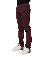 CYCLE Maroon Cotton Stretch Skinny Fit Men Denim Jeans - W30 - Jeans