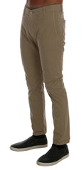 Daniele Alessandrini Beige Cotton Stretch Slim Fit Chinos - W30 - Chinos