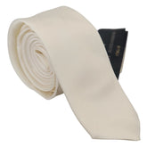 Daniele Alessandrini Off White Silk Men Necktie Adjustable Accessory Tie - Neckties