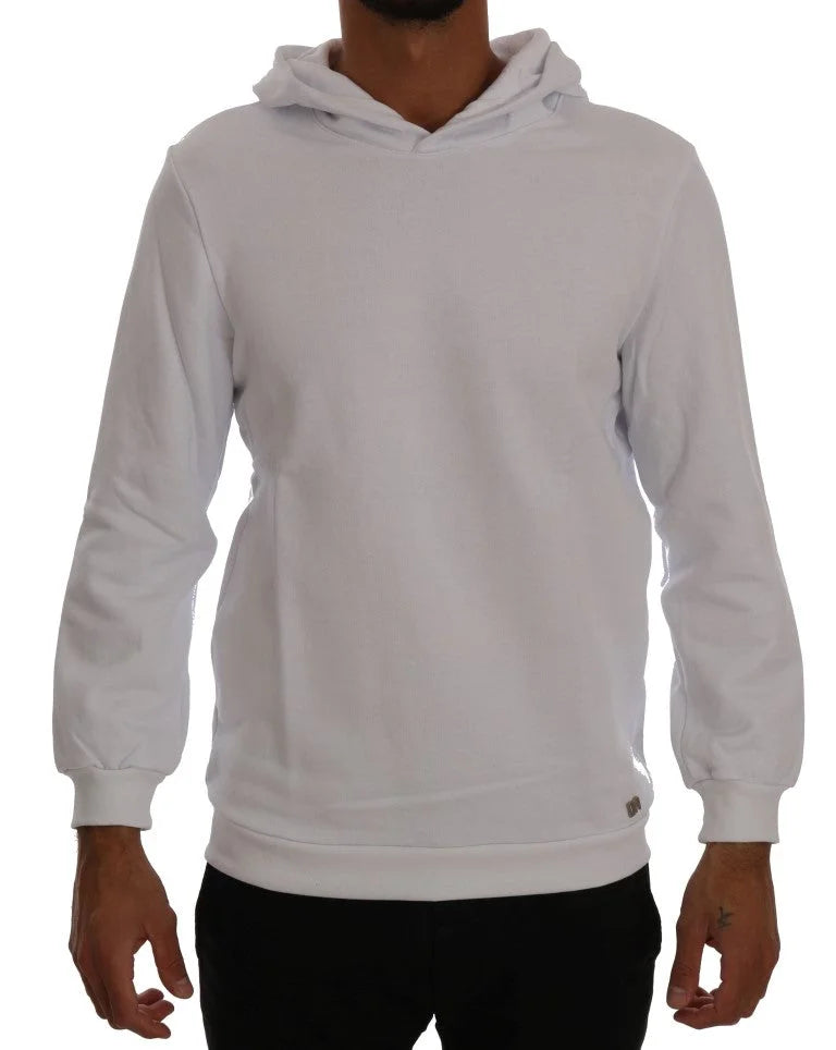 Daniele Alessandrini White Pullover Hodded Cotton Sweater - Hoodies