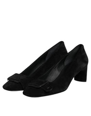 DEL CARLO Black Suede Leather Slip On High Heels Pump Shoes - EU40/US9.5 - Heels