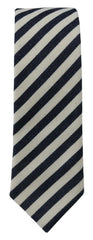 Denny Rose White Blue Striped Classic Adjustable Men Silk Tie - Neckties