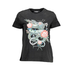Desigual Black Cotton T-Shirt - XL - T-Shirts
