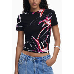 Desigual Black Viscose Women Top - T-Shirts