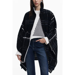 Desigual Black Wool Women Poncho - One Size