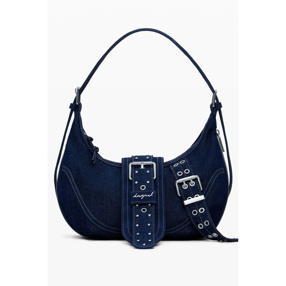 Desigual Blue Cotton Women Handbag - Half-Moon Bags
