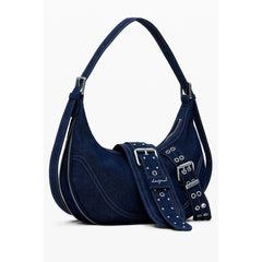 Desigual Blue Cotton Women Handbag - Half-Moon Bags