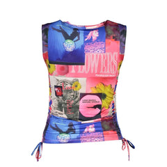 Desigual Blue Elastane Women Top - Tank Tops
