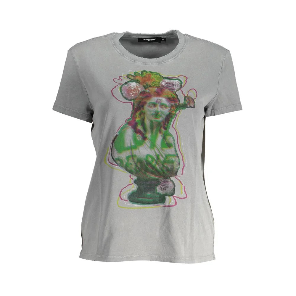 Desigual Gray Cotton Women T-Shirt - T-Shirts