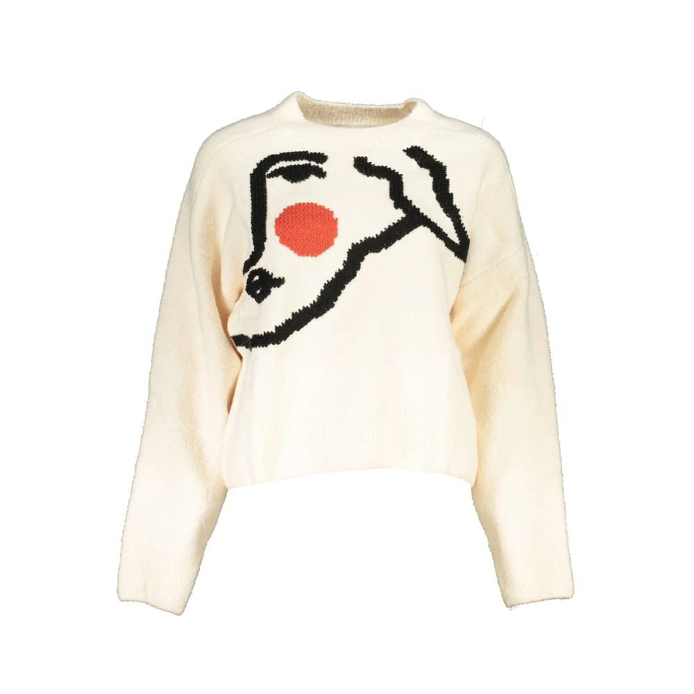Desigual White Fabric Sweater - Sweaters