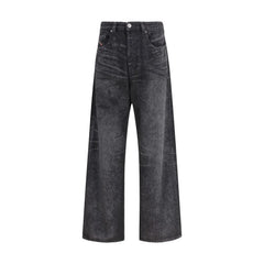 Diesel Black Cotton Relaxed Fit Jeans