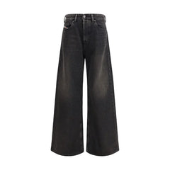 Diesel Black Cotton Relaxed Fit Jeans