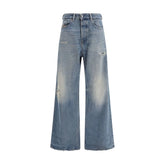 Diesel Blue Cotton Relaxed Fit Jeans