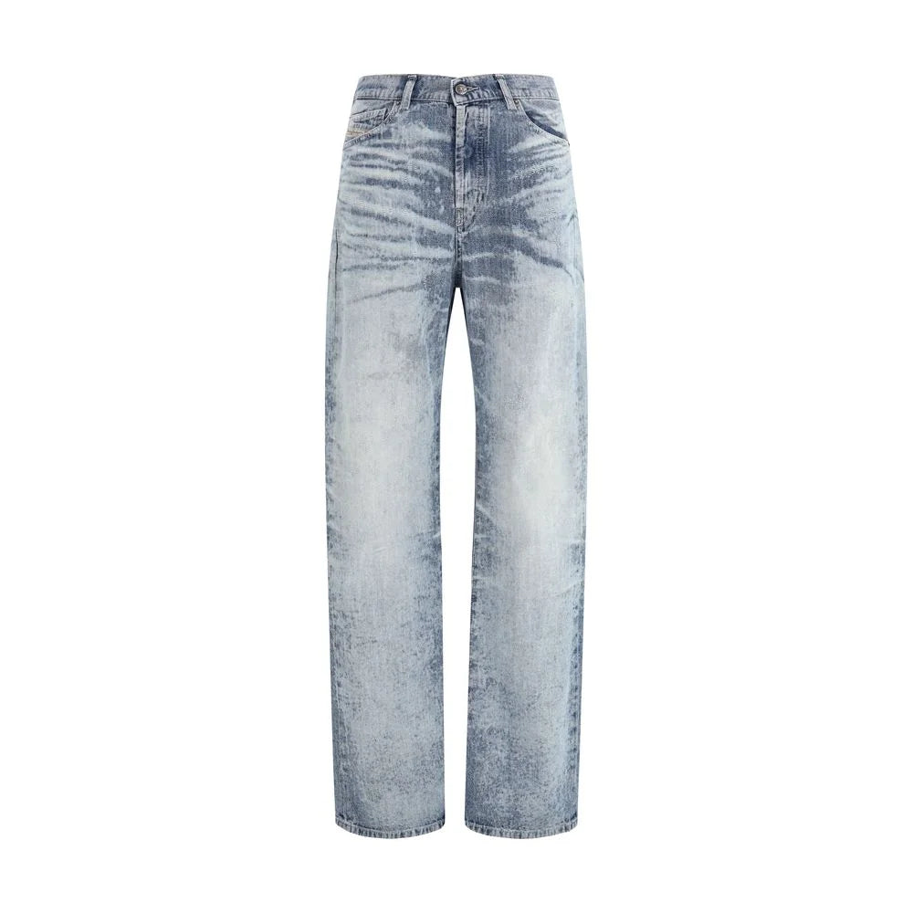 Diesel Blue Cotton Straight-Leg Jeans