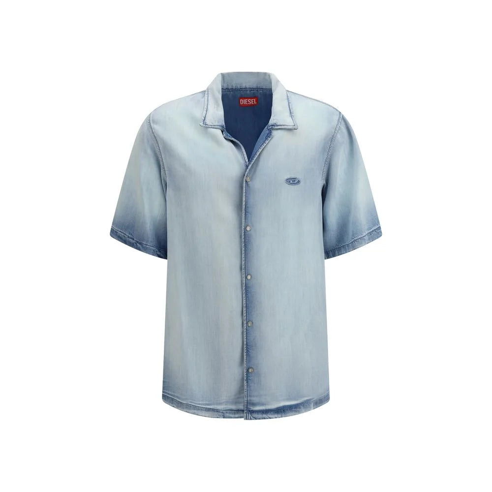 Diesel Sininen Lyocell Short Sleeve Paita