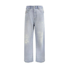 Diesel Light Blue Cotton Relaxed Fit Jeans